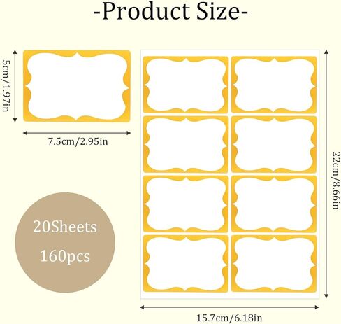160 قطعة من ملصقات بطاقات الأسماء من رقائق الذهب، 2 × 3 بوصات ذاتية اللصق، ملصقات شارات أسماء، ملصقات علامات اسم فارغة مقاومة للماء للمدرسة، المكتب، المنزل، الحفلات، المؤتمرات (ذهبي) in Kuwait