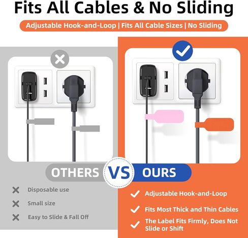 Cable Labels 2.28 Inch Large Size, 6-Color (36-Pack) Write-On Cord Labels Tags for Wire Management & Identification,with Storage Box for Office Cable Organizing, IT Rooms, Server Closets in Saudi Arabia