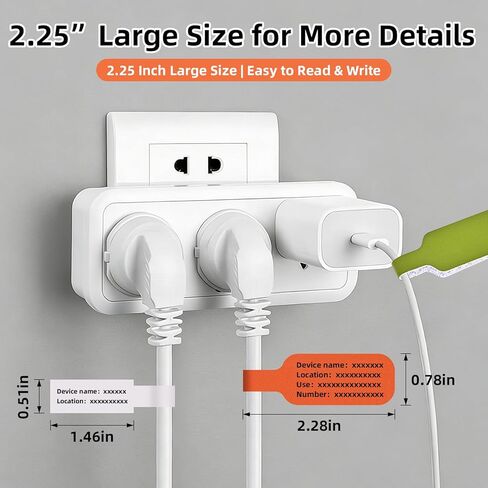 Cable Labels 2.28 Inch Large Size, 6-Color (36-Pack) Write-On Cord Labels Tags for Wire Management & Identification,with Storage Box for Office Cable Organizing, IT Rooms, Server Closets in Saudi Arabia