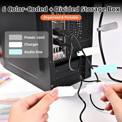 Cable Labels 2.28 Inch Large Size, 6-Color (36-Pack) Write-On Cord Labels Tags for Wire Management & Identification,with Storage Box for Office Cable Organizing, IT Rooms, Server Closets in Saudi Arabia