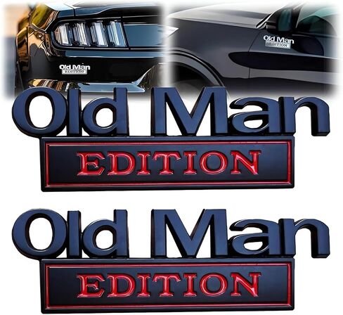 2PC 3D Chrome Old Man Edition Car Emblem 2025 New Funny Metal Vehicles Side Decals Truck Letters Stickers Badges Car Decor Bumper Tailgate Emblems Automotive Accessories Exterior Decoration (A1) in Kuwait