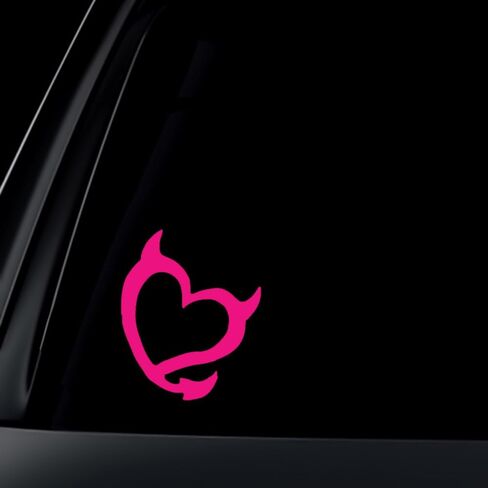 Devil Heart Car Sticker / Decal - Hot Pink in Kuwait