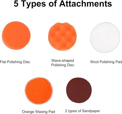 جهاز تلميع السيارة اللاسلكي، سرعة مزدوجة 1700 دورة في الدقيقة و2500 دورة في الدقيقة مع عبوتين بطارية 2000 مللي أمبير في الساعة و5 أنواع من أقراص التلميع، للتفصيل التلقائي بالشمع وتلميع الطلاء وإصلاح الخدوش (#1) in Kuwait
