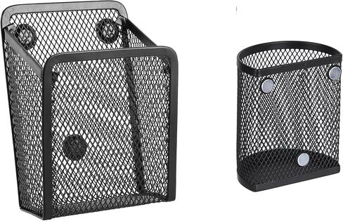 مجموعة منظم الثلاجة والخزانة المغناطيسية للعودة إلى المدرسة من Dranup - 2 حامل أقلام معدني، 1 مشبك حديدي، 3 زخارف زهور مغناطيسية | تنظيم غرفة النوم والمطبخ in Kuwait