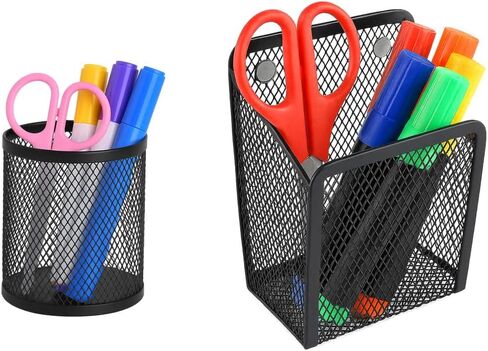 مجموعة منظم الثلاجة والخزانة المغناطيسية للعودة إلى المدرسة من Dranup - 2 حامل أقلام معدني، 1 مشبك حديدي، 3 زخارف زهور مغناطيسية | تنظيم غرفة النوم والمطبخ in Kuwait