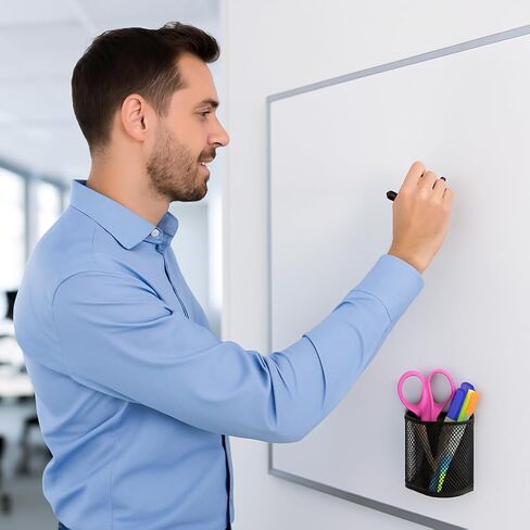 مجموعة منظم الثلاجة والخزانة المغناطيسية للعودة إلى المدرسة من Dranup - 2 حامل أقلام معدني، 1 مشبك حديدي، 3 زخارف زهور مغناطيسية | تنظيم غرفة النوم والمطبخ in Kuwait