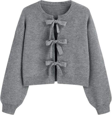 CIDER Cardigans for Women Trendy Tie Front Knit Cardigan Crew Neck Long Sleeve Open Front Cute Sweaters Curve Plus in Saudi Arabia