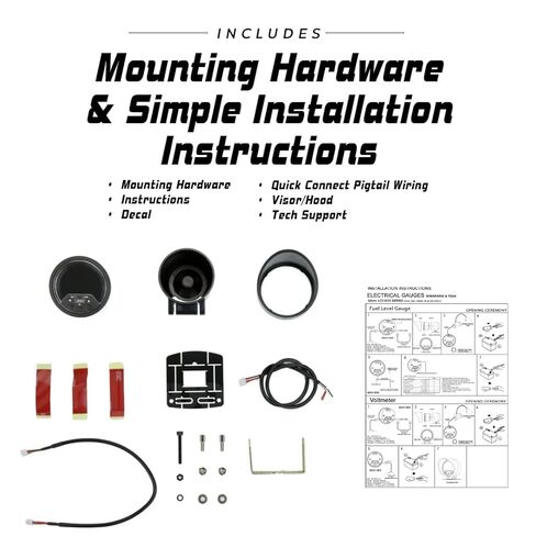 Prosport 52mm Premium EVO Electrical Fuel Level Gauge – LED Dial Display, Programmable Low Fuel Warning, Peak Recall, 4-Color Backlight – Includes Wiring & Mount Kit – 12V Vehicles in Kuwait