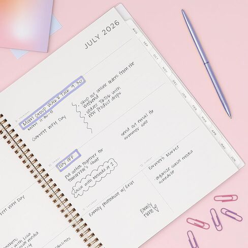 Blue Sky Ashley G 2026-2027 Weekly and Monthly Academic Year Planner Calendar, July 2026 - June 2027, 8.5" x 11", Flexible Cover, Wirebound, Laminated Tabs, Storage Pocket, Includes Sticker Sheet, Multi Color Smoke in Saudi Arabia