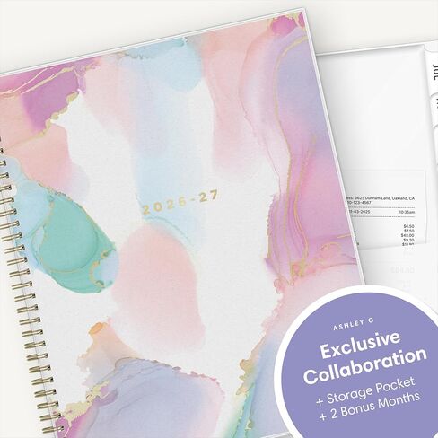 Blue Sky Ashley G 2026-2027 Weekly and Monthly Academic Year Planner Calendar, July 2026 - June 2027, 8.5" x 11", Flexible Cover, Wirebound, Laminated Tabs, Storage Pocket, Includes Sticker Sheet, Multi Color Smoke in Saudi Arabia