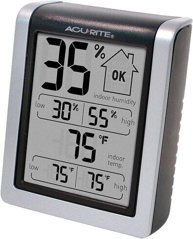 AcuRite 00613 Digital Hygrometer & Indoor Thermometer Pre-Calibrated Humidity Gauge, 3" H x 2.5" W x 1.3" D, Black in Kuwait