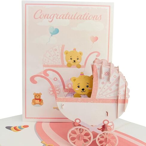 بطاقة استحمام الطفل المنبثقة للأولاد والبنات من DEVINE Popup Cards | عربة مولود جديد مبروك | مرحبًا بك في بيتك بيبي | بطاقة هدايا ثلاثية الأبعاد شكرًا لك | بطاقة تهنئة بالمولود in Kuwait