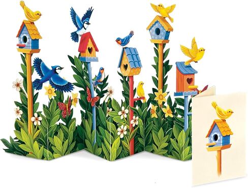 Freshcut Paper Mini Birdhouse Garden Pop Up Cards, 9 Inch Mini Sized 3D Popup Greeting Card, Birthday Cards, Thinking of You Card, Mother's Day Gifts, Blank Notecard & Envelope in Kuwait