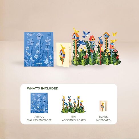 Freshcut Paper Mini Birdhouse Garden Pop Up Cards, 9 Inch Mini Sized 3D Popup Greeting Card, Birthday Cards, Thinking of You Card, Mother's Day Gifts, Blank Notecard & Envelope in Kuwait