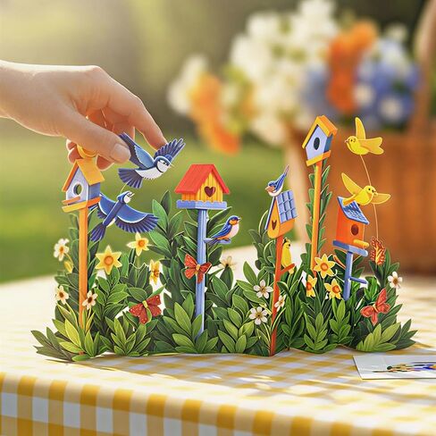 Freshcut Paper Mini Birdhouse Garden Pop Up Cards, 9 Inch Mini Sized 3D Popup Greeting Card, Birthday Cards, Thinking of You Card, Mother's Day Gifts, Blank Notecard & Envelope in Kuwait