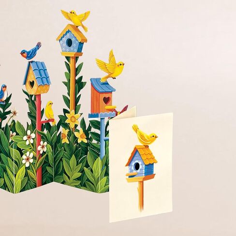 Freshcut Paper Mini Birdhouse Garden Pop Up Cards, 9 Inch Mini Sized 3D Popup Greeting Card, Birthday Cards, Thinking of You Card, Mother's Day Gifts, Blank Notecard & Envelope in Kuwait