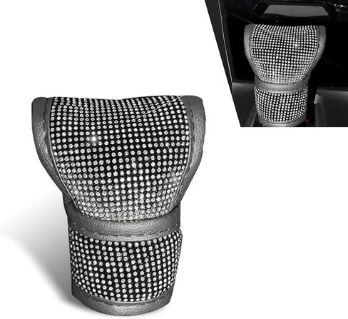 Bling Gear Shift Knob Cover, Anti-Scratch Crystal Glitter Rhinestones Car Gear Stick Protector, Automotive Diamond Shifter Cover, Universal Vehicle Decoration Accessories for Women (White) in Kuwait