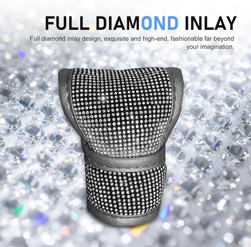 Bling Gear Shift Knob Cover, Anti-Scratch Crystal Glitter Rhinestones Car Gear Stick Protector, Automotive Diamond Shifter Cover, Universal Vehicle Decoration Accessories for Women (White) in Kuwait
