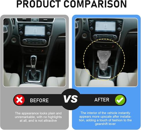 Bling Gear Shift Knob Cover, Anti-Scratch Crystal Glitter Rhinestones Car Gear Stick Protector, Automotive Diamond Shifter Cover, Universal Vehicle Decoration Accessories for Women (White) in Kuwait