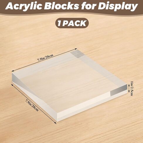 1 Pack 8 x 8 x 1 Inch Acrylic Block for Display, Acrylic Base Stand, Clear Polished Acrylics Cube, Trophy Base Jewelry Display Stand Pedestal Stand for Collectibles Jewelry Props Plant Display in Kuwait