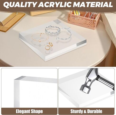 1 Pack 8 x 8 x 1 Inch Acrylic Block for Display, Acrylic Base Stand, Clear Polished Acrylics Cube, Trophy Base Jewelry Display Stand Pedestal Stand for Collectibles Jewelry Props Plant Display in Kuwait