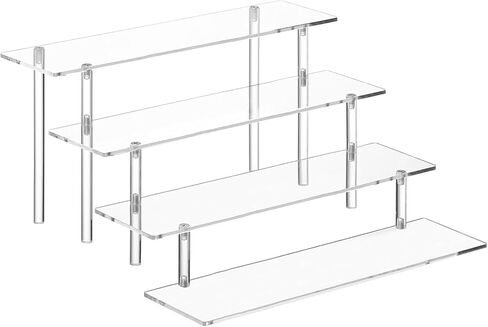 4-Tier Acrylic Perfume Organizer Stand, Clear Display Risers for Perfume and Cologne, Cosmetic and Skincare Organizer, Display Shelf for Collectibles, Desserts and Cupcakes in Saudi Arabia