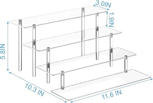 4-Tier Acrylic Perfume Organizer Stand, Clear Display Risers for Perfume and Cologne, Cosmetic and Skincare Organizer, Display Shelf for Collectibles, Desserts and Cupcakes in Saudi Arabia