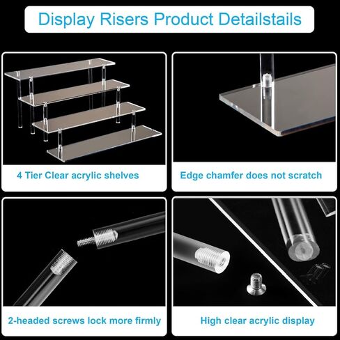 4-Tier Acrylic Perfume Organizer Stand, Clear Display Risers for Perfume and Cologne, Cosmetic and Skincare Organizer, Display Shelf for Collectibles, Desserts and Cupcakes in Saudi Arabia