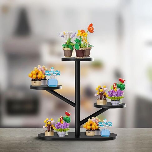 NiHome Tree-Shaped Bamboo Display Stand for LEGO Botanical Collection Sets, Multi-Tier Showcase Figurine Display Shelf Riser for Collectibles and Room Decor, Perfume Riser Holder, Tabletop Plant Stand in Saudi Arabia
