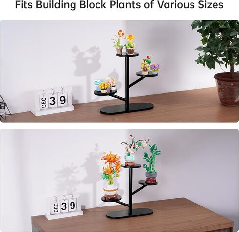 NiHome Tree-Shaped Bamboo Display Stand for LEGO Botanical Collection Sets, Multi-Tier Showcase Figurine Display Shelf Riser for Collectibles and Room Decor, Perfume Riser Holder, Tabletop Plant Stand in Saudi Arabia