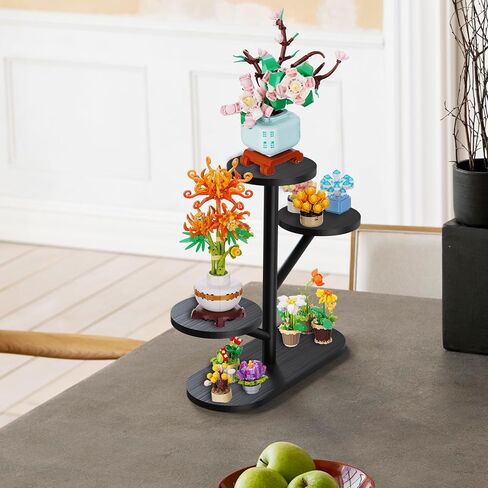 NiHome Tree-Shaped Bamboo Display Stand for LEGO Botanical Collection Sets, Multi-Tier Showcase Figurine Display Shelf Riser for Collectibles and Room Decor, Perfume Riser Holder, Tabletop Plant Stand in Saudi Arabia