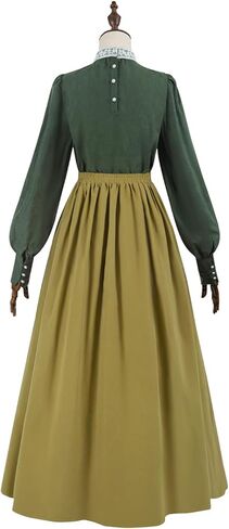 NSPSTT Victorian Dress Women Renaissance Edwardian Costume Vintage Puff Sleeve 1800s Dress Brown Skirt in Saudi Arabia