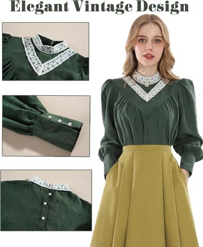 NSPSTT Victorian Dress Women Renaissance Edwardian Costume Vintage Puff Sleeve 1800s Dress Brown Skirt in Saudi Arabia