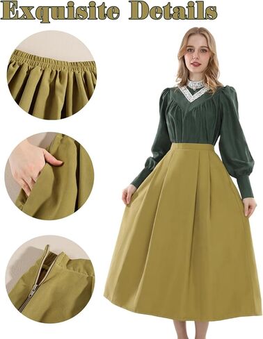NSPSTT Victorian Dress Women Renaissance Edwardian Costume Vintage Puff Sleeve 1800s Dress Brown Skirt in Saudi Arabia