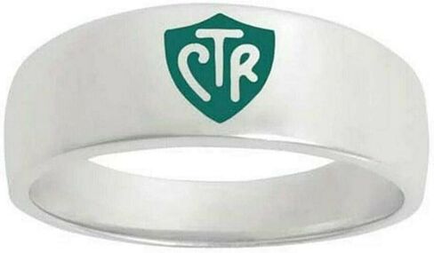 One Moment In Time J57G Green Band Sterling Silver Ring Mormon LDS CTR in Saudi Arabia