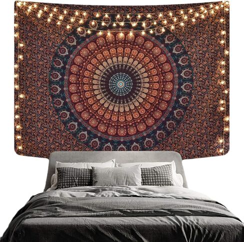 Boho Wall Tapestry, Mandala Indian Bohemian Psychedelic Wall Hanging for Bedroom Aesthetic, Living Room, Dorm Decor(60"x39.5") in Saudi Arabia