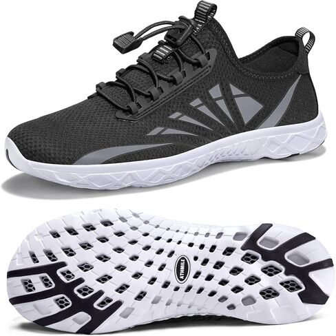 ATHMILE Water Shoes Men Quick-Dry Mesh Uppers Ultralight for Beach Pool Aqua Lake River Swimming Surfing Hiking Kayaking with Drainage Holes & Adjustable Buckle Cruise Essentials 2026 Black in Kuwait