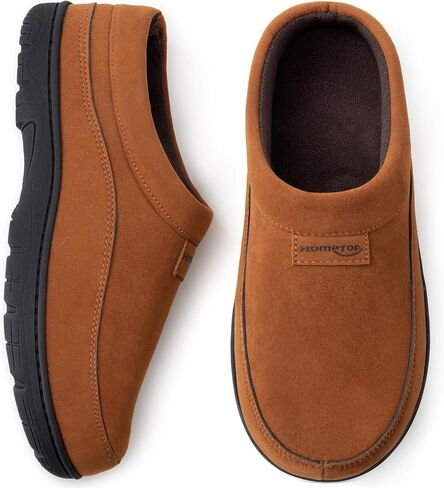 HomeTop Men's Moccasin Slippers Soft Warm Non-slip Memory Foam Indoor House Shoes with Fluffy Lining in Kuwait