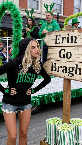 St Patrick's Day Hoodie Shirts for Women Shamrock Clover Print Shirt Irish Gift Long Sleeve Pullover Tops in Saudi Arabia