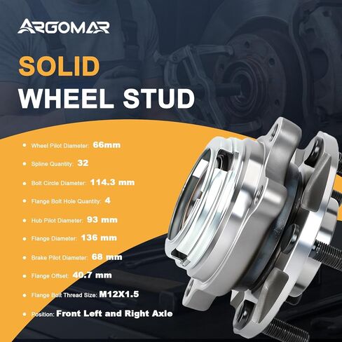 2PC 513296 Front Wheel Hub and Bearing Assembly Fit for Infiniti JX35 2012, QX50 19-21,QX60 14-20, Wheel Bearing for Nissan Altima 08-18, Altima 13-18, Maxima 16-23, Murano 15-19, Pathfinder 13-20 in Kuwait