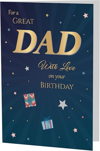 Birthday Card for Dad – Gold Navy Star A5 Greeting Card with Printed Verse – Premium UK Made Design in Kuwait