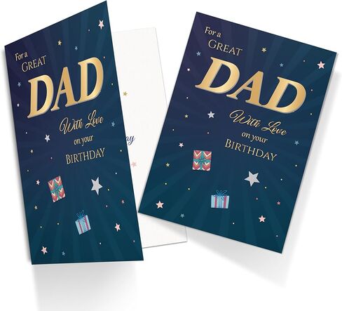 Birthday Card for Dad – Gold Navy Star A5 Greeting Card with Printed Verse – Premium UK Made Design in Kuwait