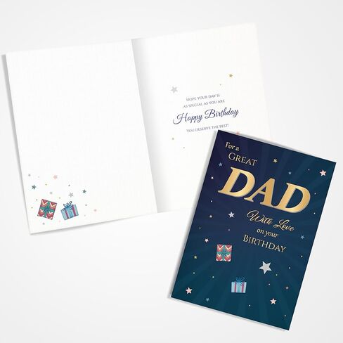 Birthday Card for Dad – Gold Navy Star A5 Greeting Card with Printed Verse – Premium UK Made Design in Kuwait