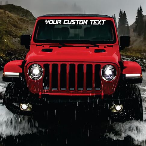 Custom Windshield Decal - Personalized Car Vinyl Sticker - Custom Back Window decals & Front Windshield Decals for Jeeps, Trucks, SUVs & More - from 10" to 50" inches Vehicle Lettering Stickers Banner in Saudi Arabia