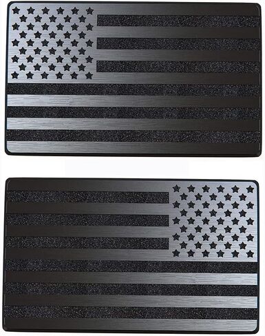 Magnet American Black Flag Reflective Auto Decal for Cars Trucks, 2pcs Forward and Reverse Set (5"x3", Black) in Kuwait