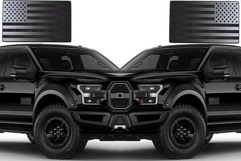 Magnet American Black Flag Reflective Auto Decal for Cars Trucks, 2pcs Forward and Reverse Set (5"x3", Black) in Kuwait