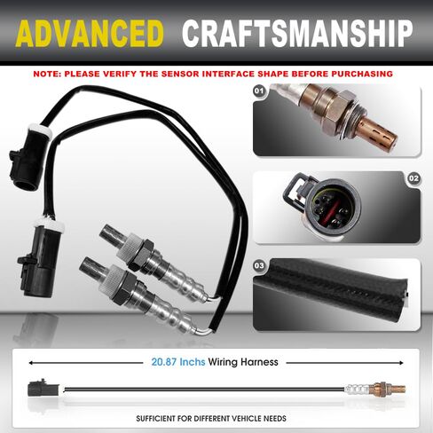 2PCS Oxygen O2 Sensor Upstream & Downstream Compatible with Ford F-150 F-250 F-350 Ranger Escape Explorer Expedition Mustang Focus Lincoln Mazda Mercury | Replace# 15716 15717 15718 15719 in Kuwait