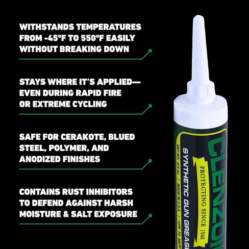 Clenzoil Field & Range Synthetic Gun Grease | 0.5 oz. Syringe with Precision Needle Tip | Superior Anti-Seize Lubricant & Rust Protection for All Types of Firearms in Kuwait