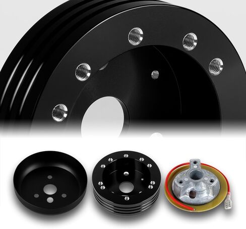 STAY-TUNED، محول محور عجلة القيادة من الألومنيوم عالي الجودة 5 و6 مسامير، مناسب لـ 70-77 Ford Lincoln/Mercury/Bronco/ F100/ F150/ F250/ F350، ملحقات التوجيه، 3-HUB-A05 (كروم) in Kuwait