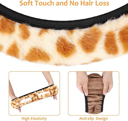 Accmor Fuzzy Car Steering Wheel Cover with Cute Ears, Non-Slip Leopard Warm Fluffy Auto Wheel Cover, Soft Plush Furry Car Accessories Decor for Women Girls, Universal 15 inch Fit Vehicle, Truck, SUVs in Saudi Arabia